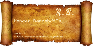 Mencer Barnabás névjegykártya